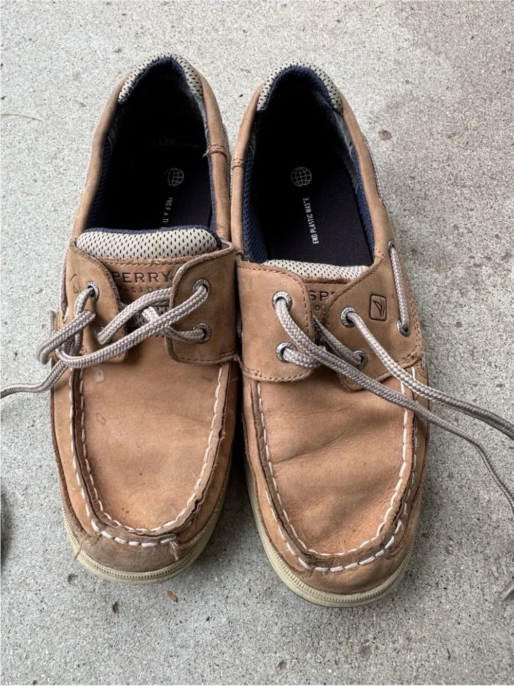 Sperry Boys 5 Top Siders Brown Tan Lanyard Boat Shoes YB46122A